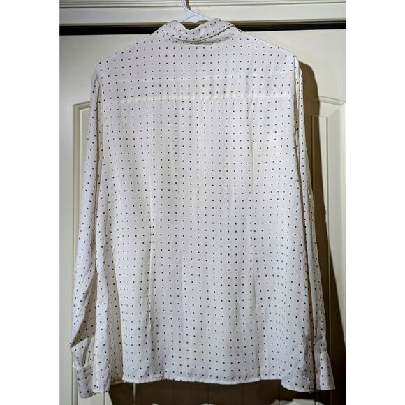 Banana Republic Cream Dot 2 Chest Pocket Epaulet Button Up Blouse Womens Sz XL - Picture 2 of 10